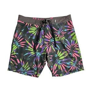 Maui & Sons Black Shark 4-Way Stretch Tropical Floral Board Short Size 38